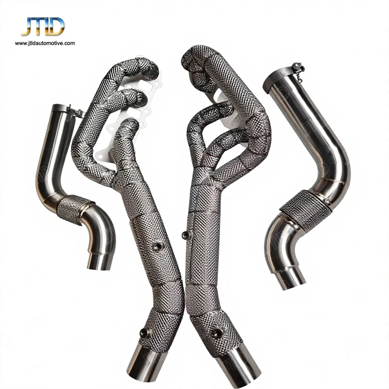 304 Stainless Steel Headers With Heat Shield For Ford Mustang GT 5.0 Coyote Exhaust System