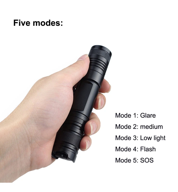 LED Torch Waterproof Rechargeable Mini Torch Clamp Flashlight