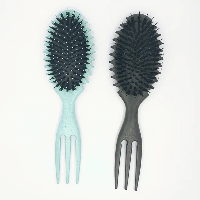 New Fashion 2 Sides Hair Curly Defining Styling Detangling Brush Flat Curl Boar Bristle Brush