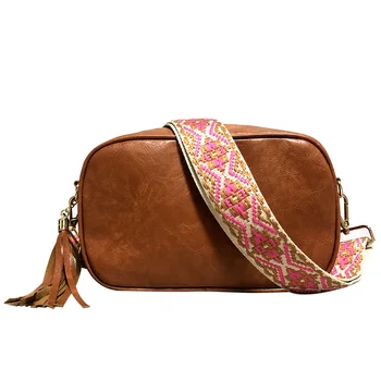 Latest Designer women bag embroidery shoulder messenger bag vintage tassel PU small square crossbody bag