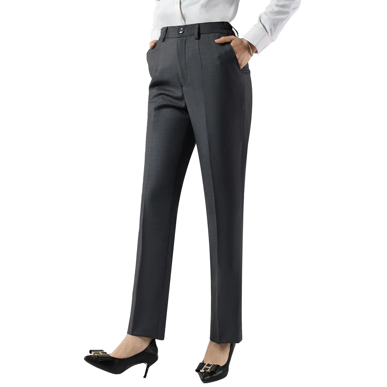 knee length dresses for ladies High Rise Pants with Darts for Tall Women in Ash Grey Mix 8 / Tall / Ash Grey Mix main image 1