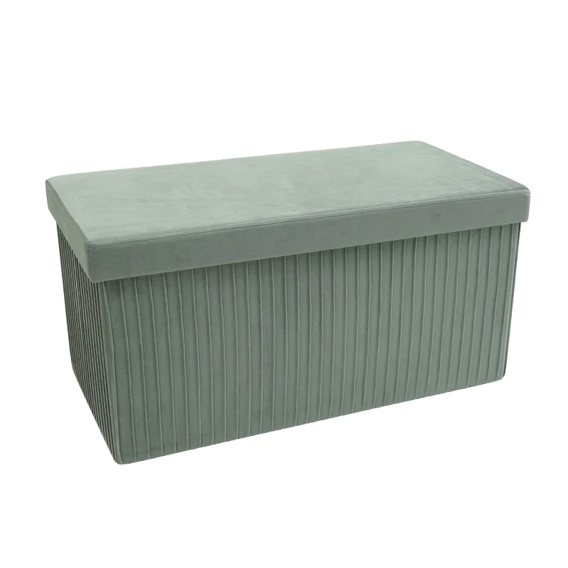 Luxury Cube Velvet square Foldable Ottoman Storage Stool Footrest