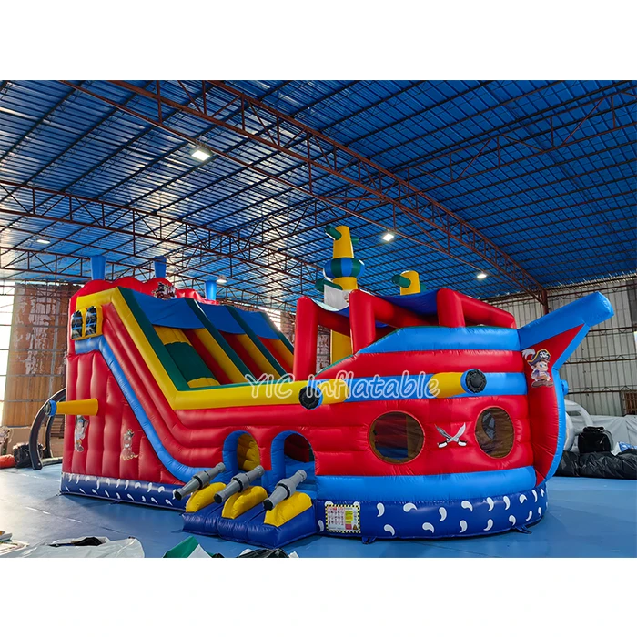 Commercial Bounce House Inflatables Ship Shape Amusement Park Playground Inflatable Bouncer with Slide