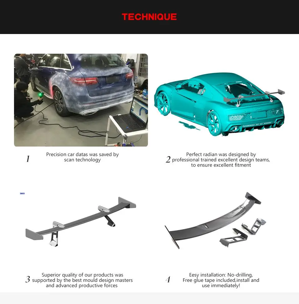 Dry Carbon Fiber Rear Wing Spoiler for Audi R8 V10 2023| Alibaba.com