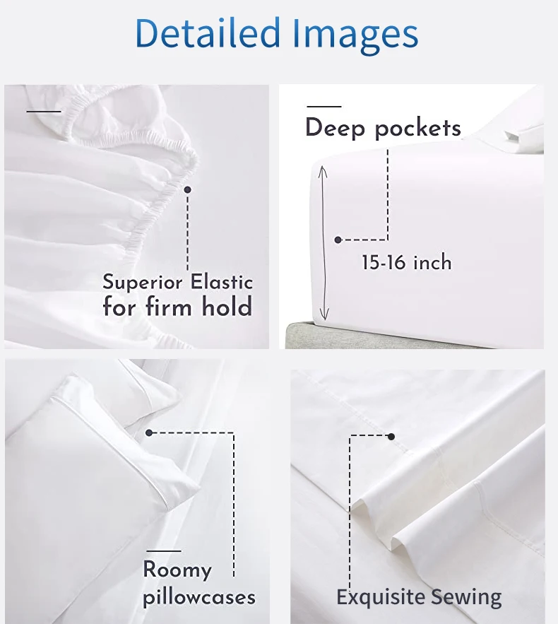 Home Massage Bedding 100 Organic Cotton Queen Size Bed Sheet Set Hotel