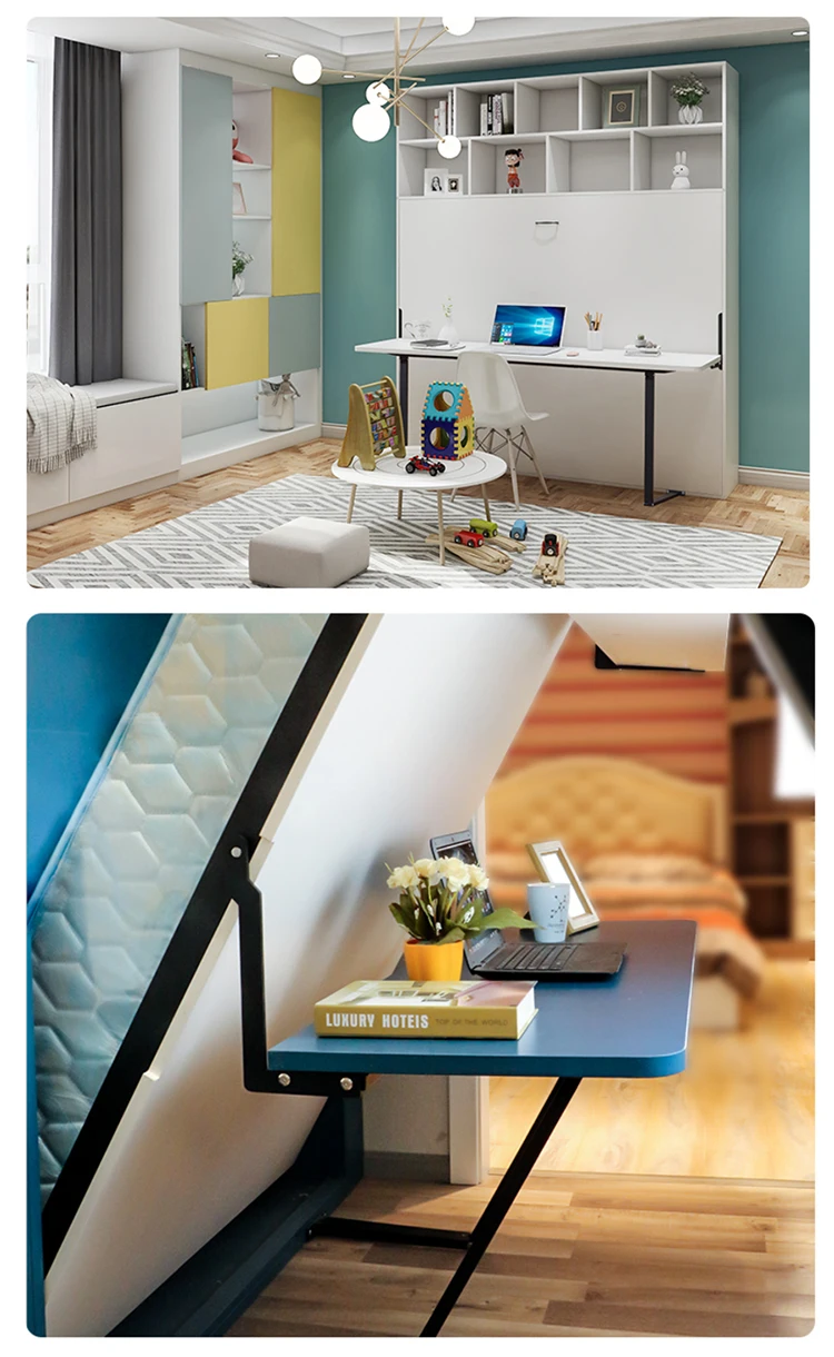 Furniture Bedrooms Lifter Murphy Folding Hidden Wall Bed Frame Accessories With Desk Verticsl