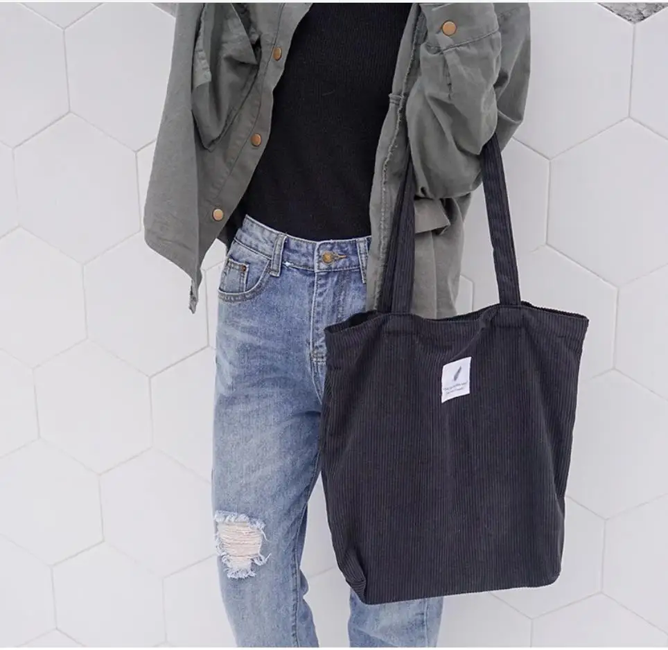 Luxury Designer Handbags 2023 New Corduroy Women's Shoulder Bag Reusable Shopping Bag Large Capacity Conventional Tote Bag