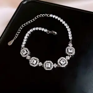 Fashion Chain & Link Bracelets Bridal Women Full Diamond Luxury Copper Bracelet Charm Wedding Fine Jewelry Joias De Luxo