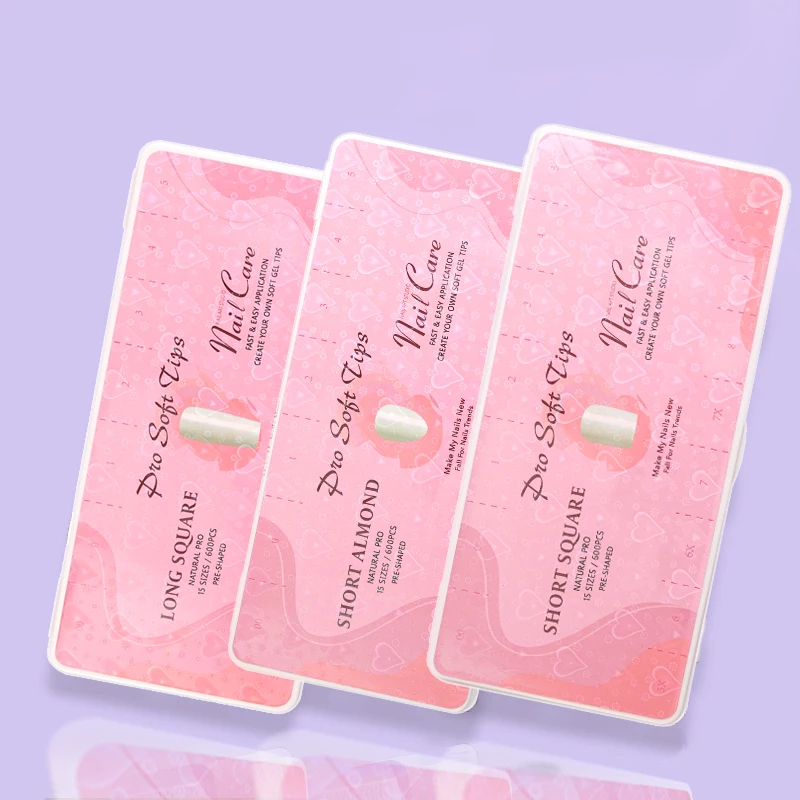 600pcs PMMA Natural Oval Medium Short Almond Coffin Nail Tips Full Cover Half Matte Acrylic Soft Gel Nail Art False Nail Tips