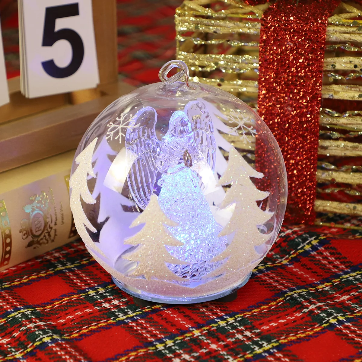 commercial ball glass christmas ornament decorations inflatable led hanging snow globe glass ball