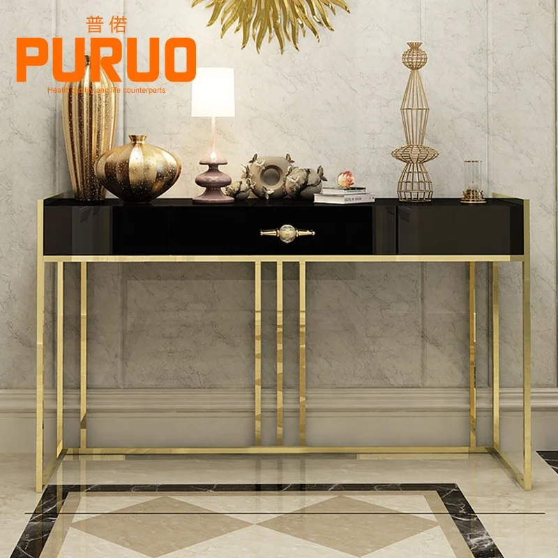 Modern Wooden Console Table Black or White Cabinet for Living Furniture