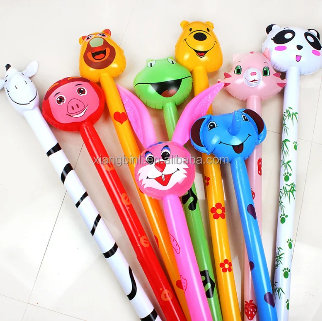 2021 Sue  Inflatable  Animals Stick with Sound Safri Animals Inflatables on a Stick- Tiger Zebra Giraffe Elephant- Party Toys