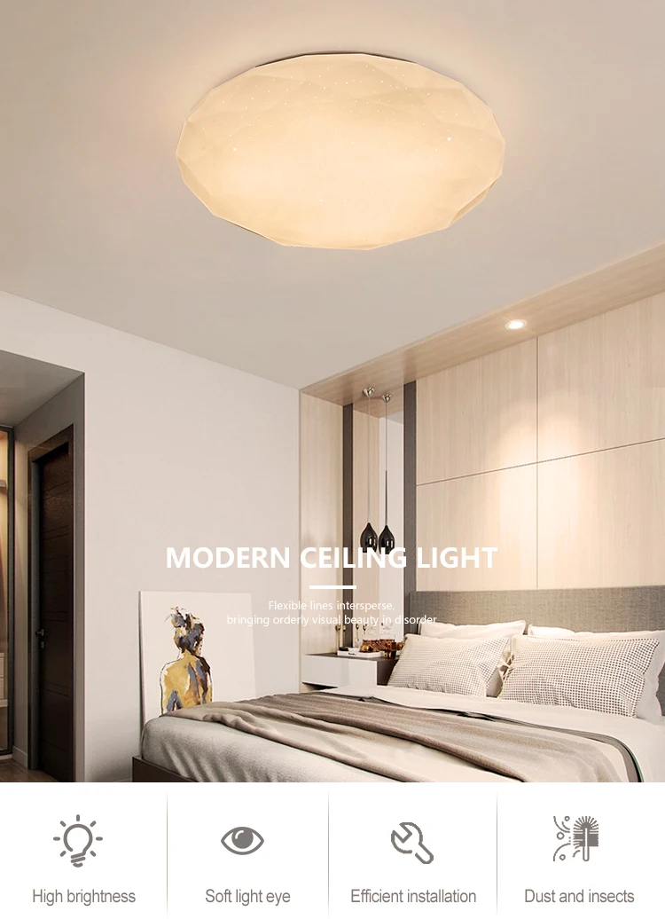 New Product Design Living Room Kitchen Acrylic Plastic Modern LED Ceiling Lamp