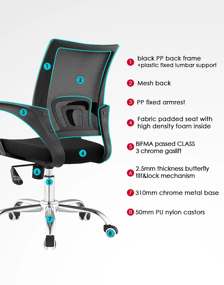 Free Sample Commerical Office Furniture Fabric Cheap Ergonomic Chair ...