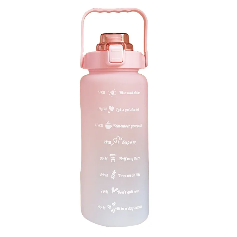 Motivational bouteille d'eau avec paille et temps de boire BPA free rose
