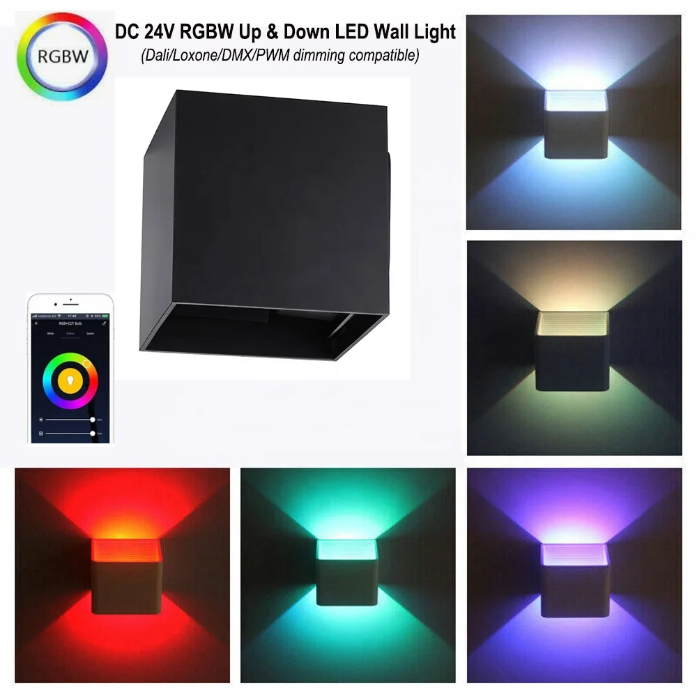 Benory 24V Garden Wall Light Loxone PWM DMX RGBW 12W up Down Licht 2000-6000K Tunable White DALI KNX Tuya Wifi Outdoor Lighting