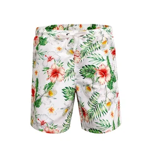 Custom Logo Print Summer Men Beach Shorts Hawaii Short Pants Drawstring Bermuda Board Shorts