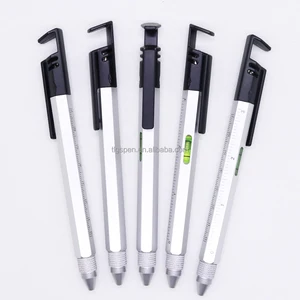 Metal Six-edge Pen Body Centimeter Inch Scale Scale Level Screwdriver Mobile Phone Holder Multi-function Tool Pen for Man