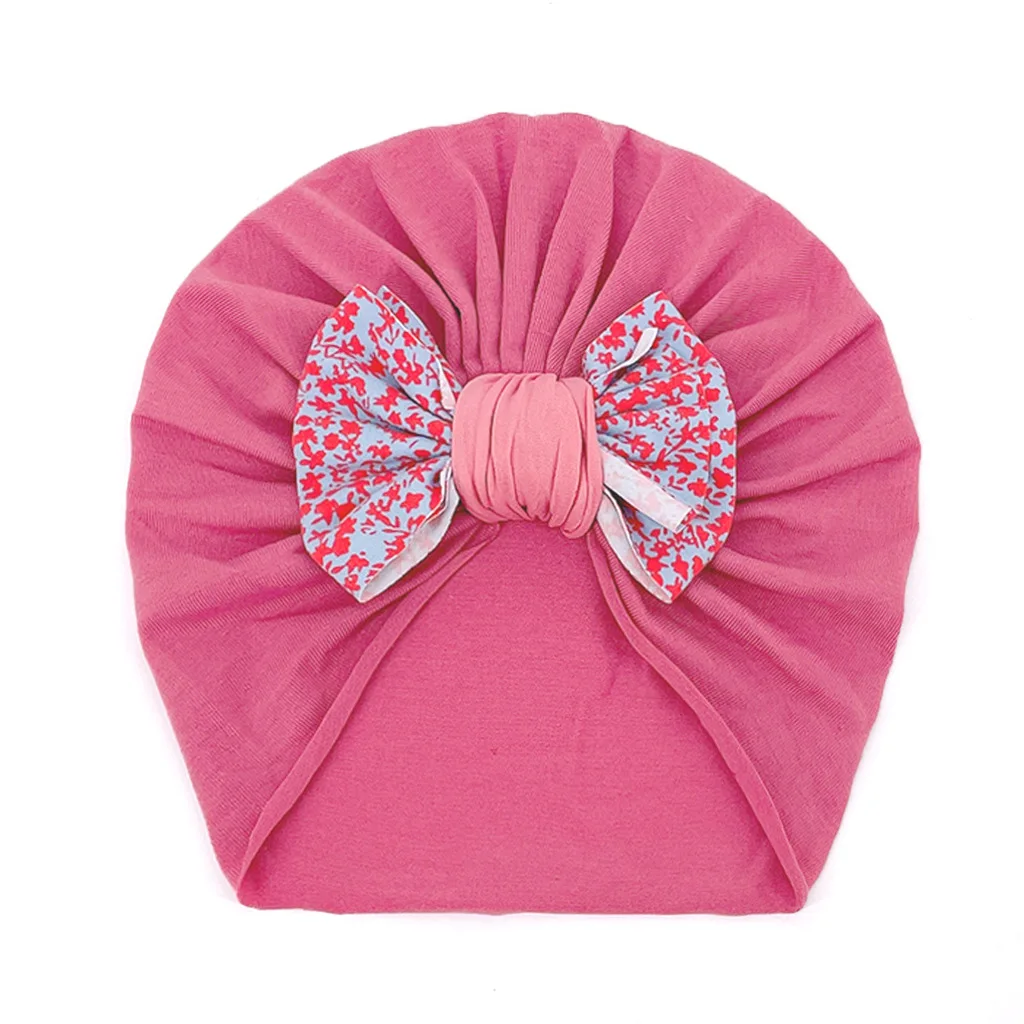 2022 European and American Style Spring Children Little Flower Bow Thin Hat Baby Soft Fabric Protect the Skin Knotted Hat