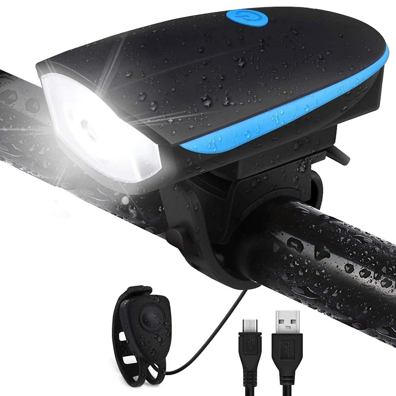 Super bright led bike bicycle horn light set front headlights USB rechargeable dustproof waterproof safety light