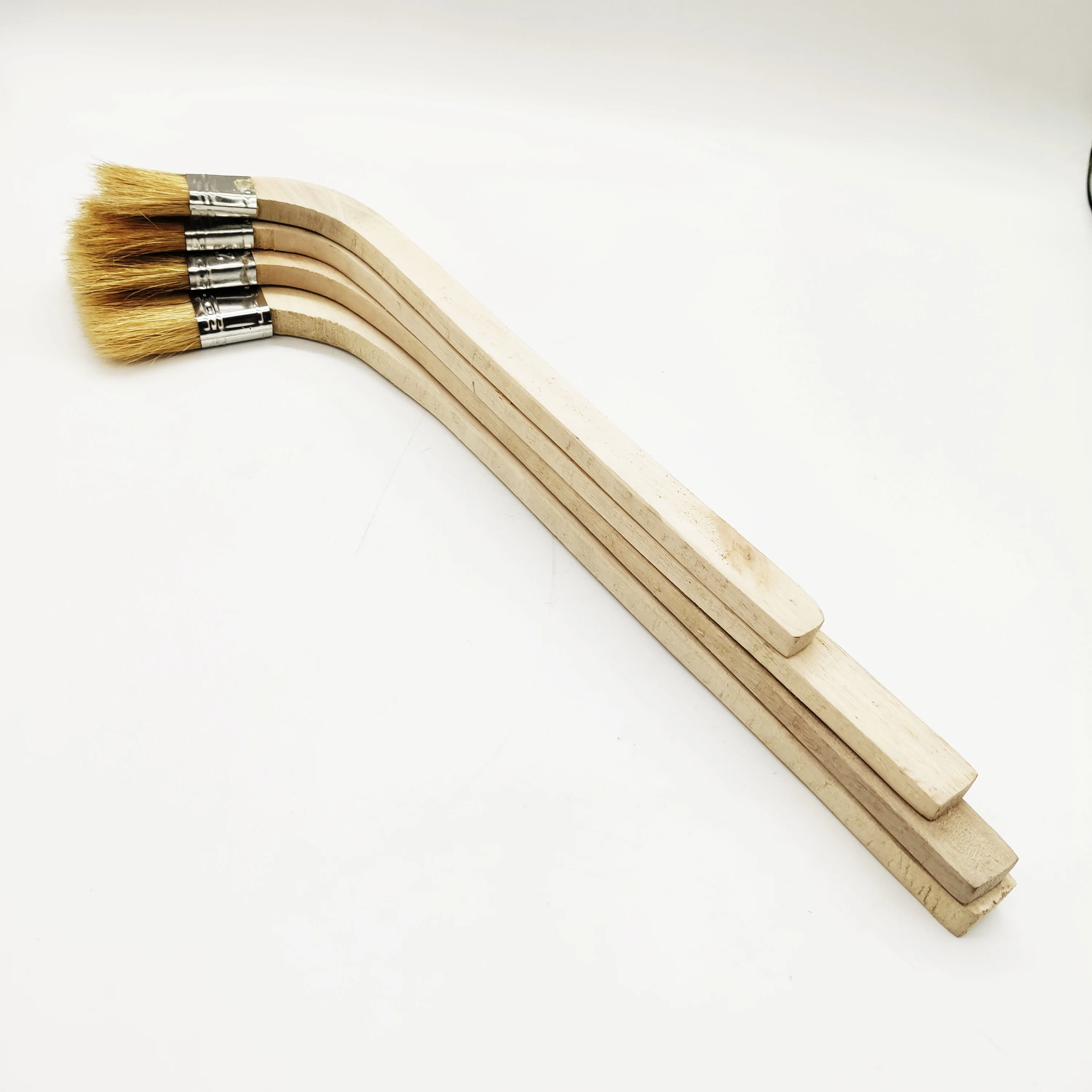 Long curved wooden handle pure bristle  paint brush