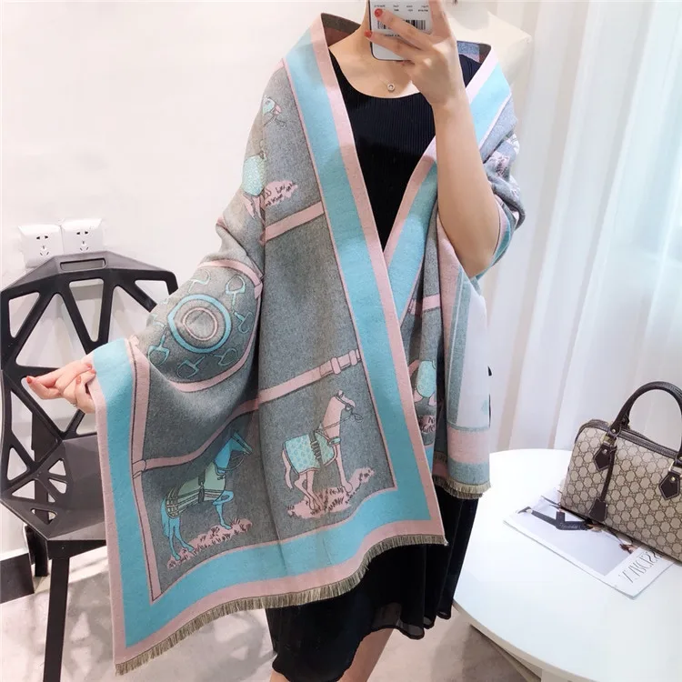 2023 Winter Latest Design Style Women Horse Jacquard Scarf Pashmina  Cashmere Warm Thick Shawls Scarfs - China Designer Silk Scarf and Warm  Designer Scarf price