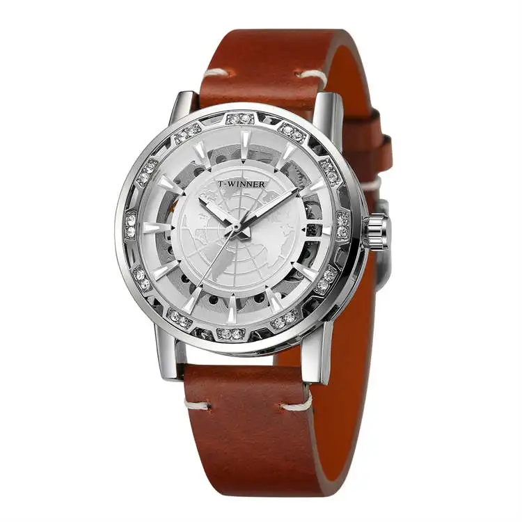 Победитель 8278, 10 лучших брендов, мужские механические часы с ремешком из натуральной кожи, водонепроницаемом автоматическом хранении, бизнес-релогио musculino