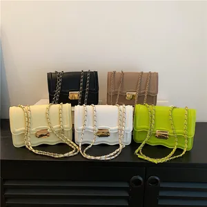 Hot Sale Casual PU Leather Handbags Ladies Water Ripple Square Shoulder Bags for Women