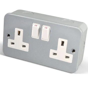 DOUBLE 13A socket Metal panel with iron box, British wall socket, with switch Uganda Kenya Nigeria wall switch socket