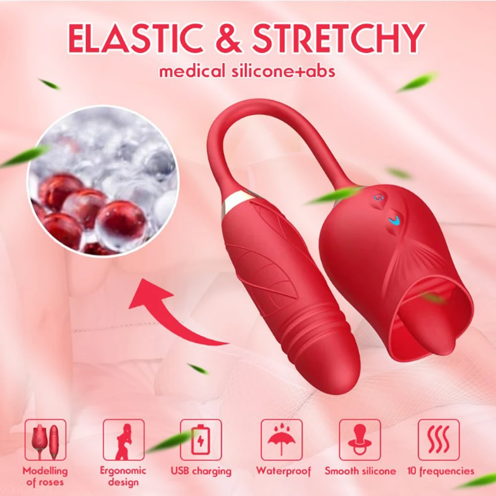10 Speed Vibrating G Spot Bullet Massager Women Sucking Rose Vibrator Waterproof Rose Shape Sucking Vagina Thrusting Vibrator