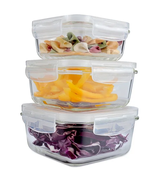 Minimalist Kitchen Food Storage Container Set 10 Piece Transparent Glass Organizers with Lids Safe Accessory