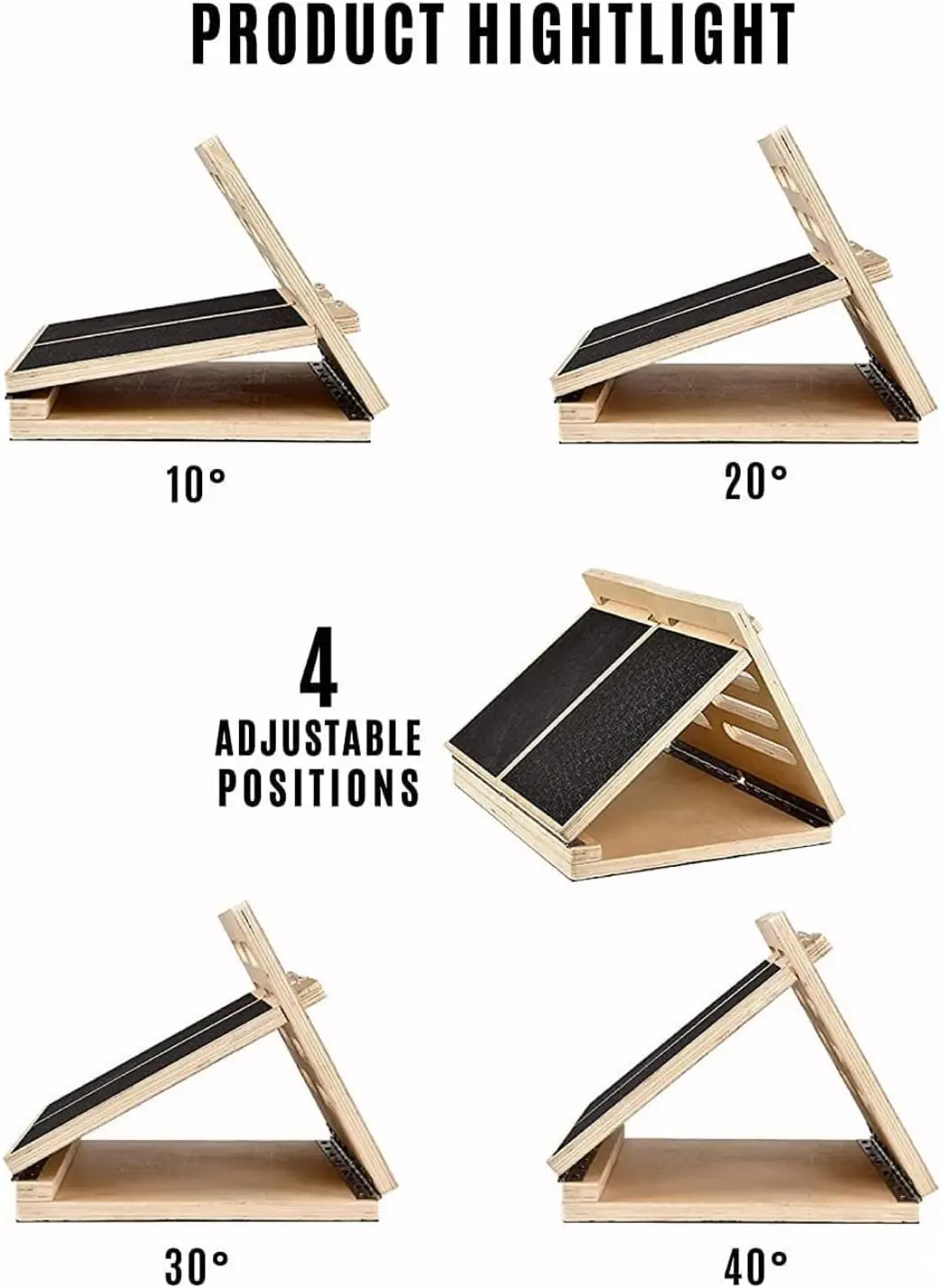 l0109 professional yoga wedge leg stretch wooden slanting board adjustable calf ankle stretcher-4