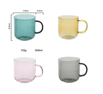 56H Supply Colourful large capacity with handle household high borosilicate glass milk coffee breakfast single layer cups