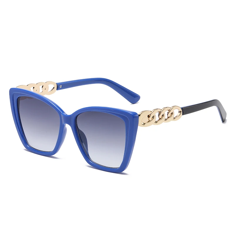 Blue Oversized Women’s Sunglasses with Chain Accent 80230 Women main image 2