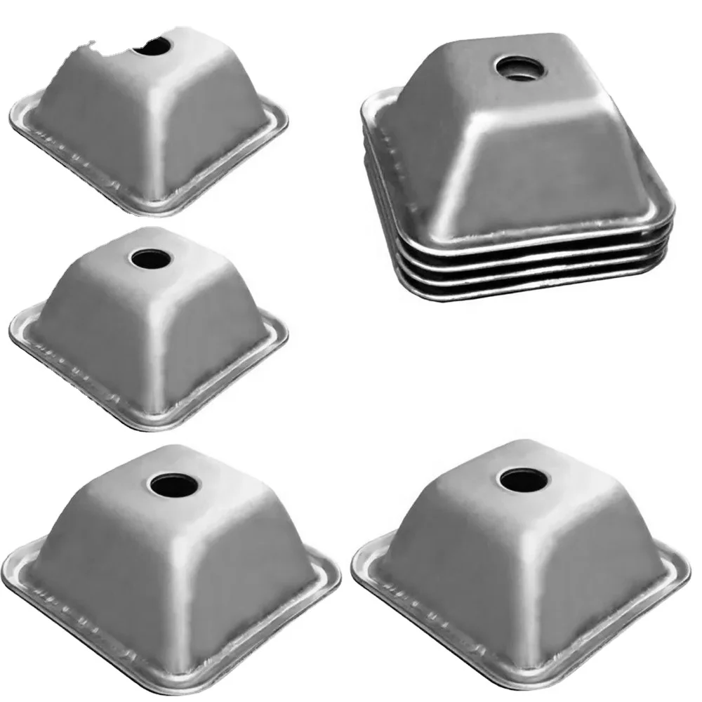Design Custom Sheet Metal square Stillage Foot Heavy Duty Steel Nesting Caps Stamping Stacking Caps