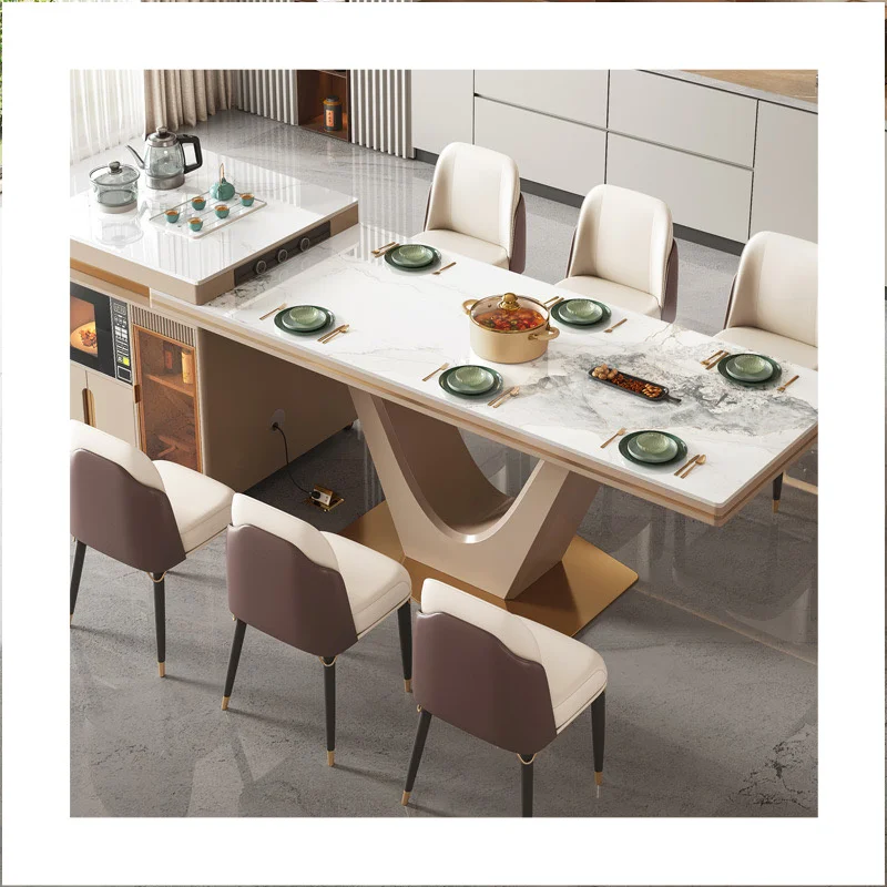 Integrated Island Table Movable Induction Cooker Microwave Oven Multi-Functional Rock Plate Countertops Vanity Tops Table Tops