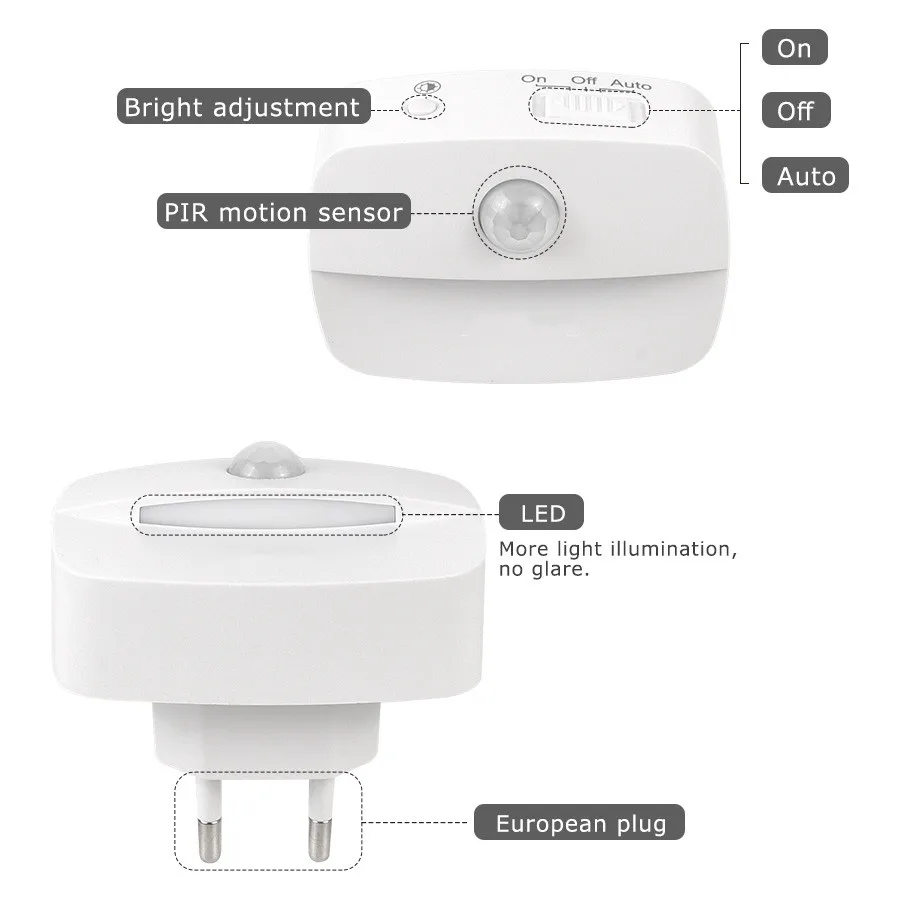 off energy saving motion sensor plug in socket led night light-44