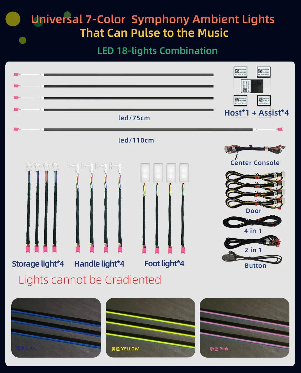 18-in-1 RGB Symphony Car Ambient LED Lights - Universal Decor