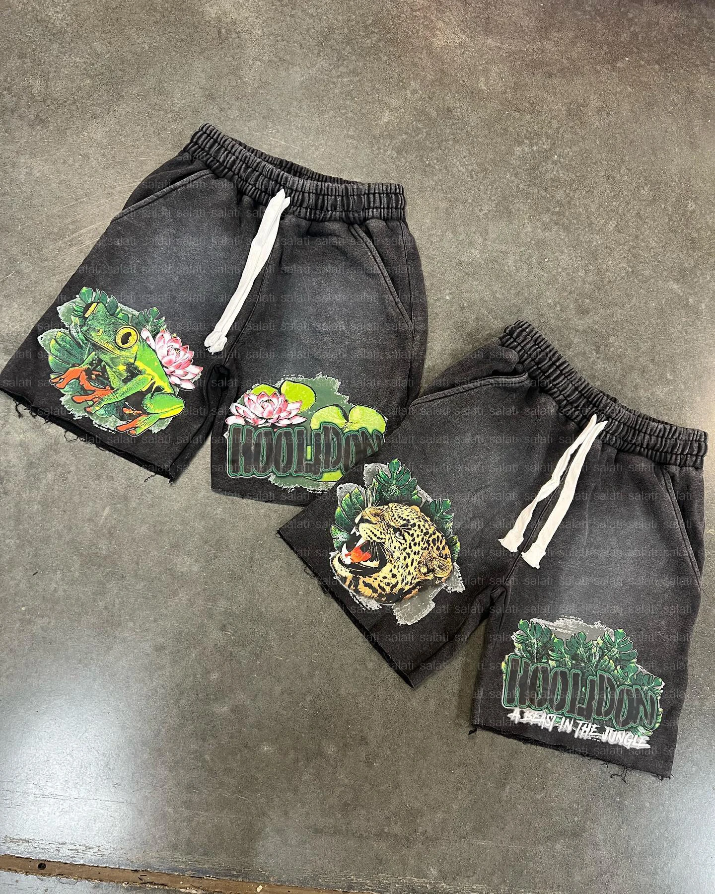 Custom Streetwear Summer Bermuda Sweat Shorts Baggy Oversized Cotton French Terry Sun Faded Distressed Acid Wash Shorts for Men gallery 8