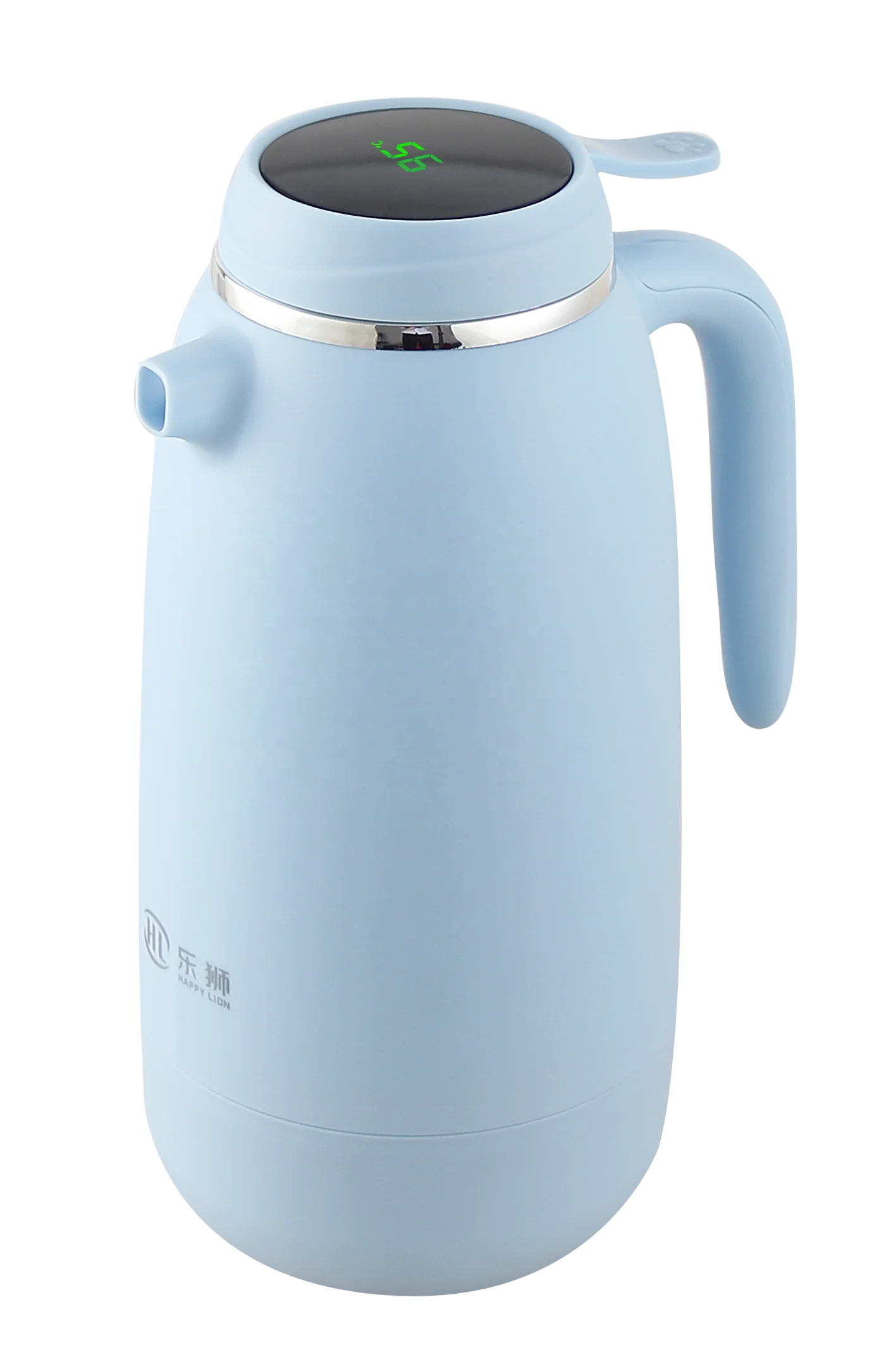 Temperature Display Vacuum Flasks Coffee Tea Pot 1600ml Plastic Body With Pink Glass Refill Thermos Vacuum Flask