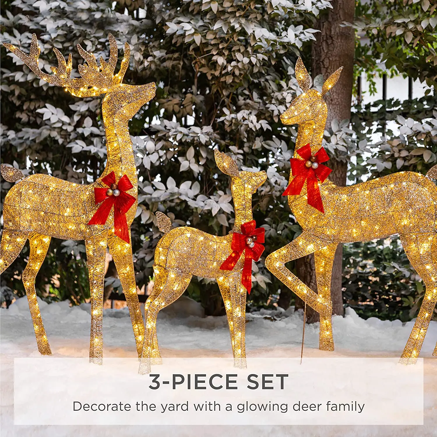 Source 360 Lighted Christmas Decoration 3pcs Lighted Reindeer ...