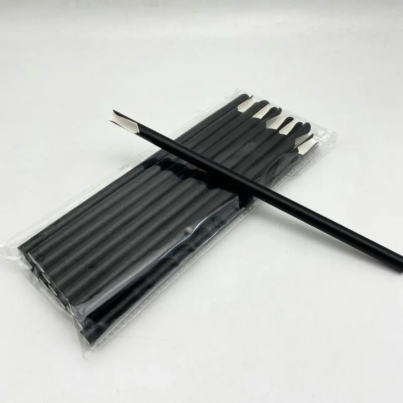 Экологически чистые трубки для напитков одноразовая Черная бумажная соломенная ложка