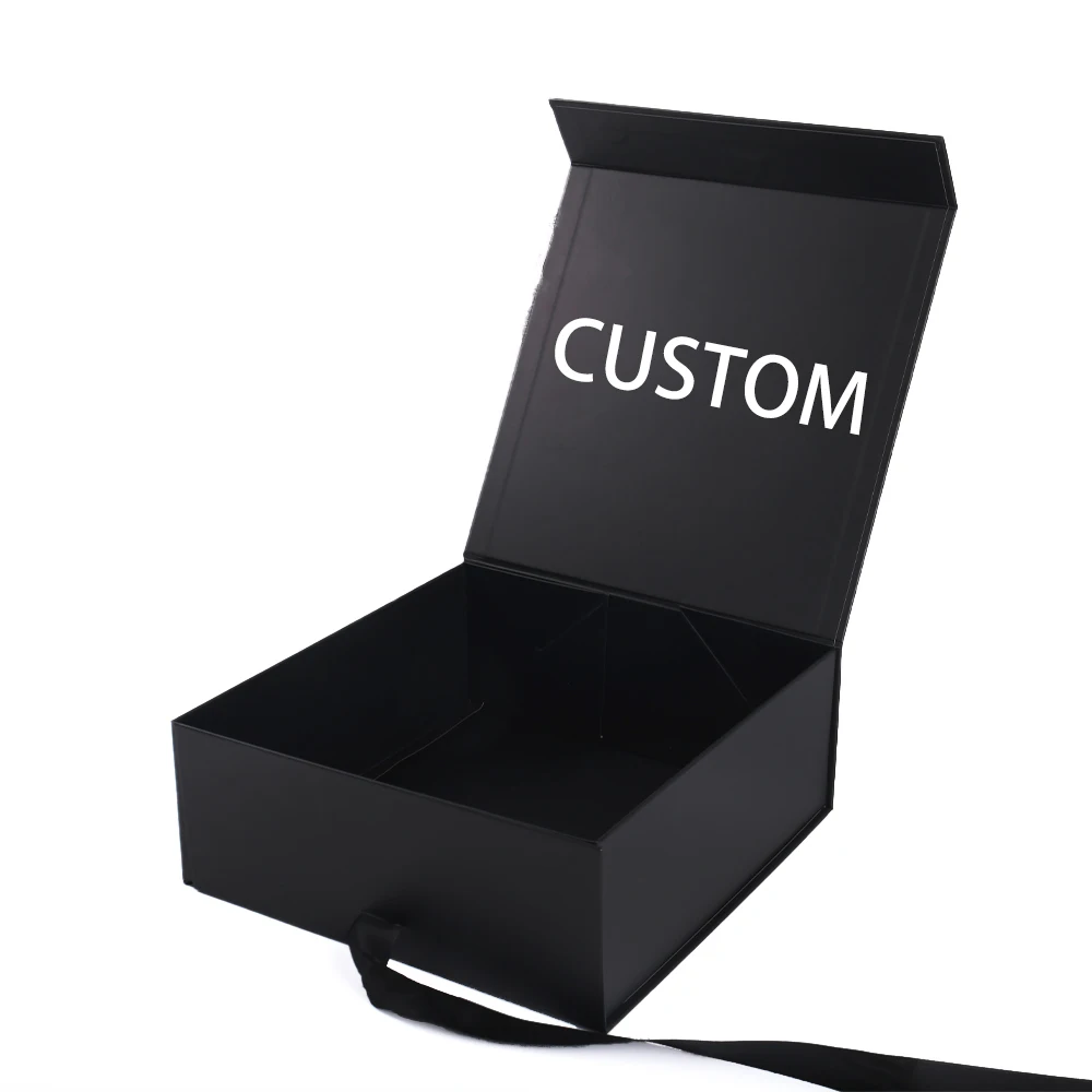 Custom Recyclable Foldable Magnetic Paper Boxes with Hot Stamping for Clothing Skincare Jewelry Gift Packaging