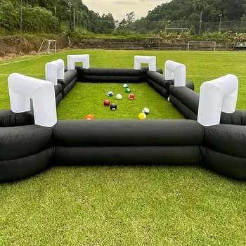 Giant Inflatable Soccer Pool Table for Indoor/Outdoor Sports Football Pitch 16 Billiard Balls Blower Backyard Trampoline Park