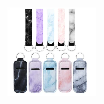 Keychain Wristlet Marble Neoprene Holder Printed Cover Lipstick