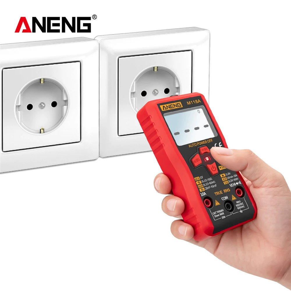 M118A Mini Digital Multimeter with Waterproof NCV Low Battery Indicator for AC/DC Voltage & Current Measurements