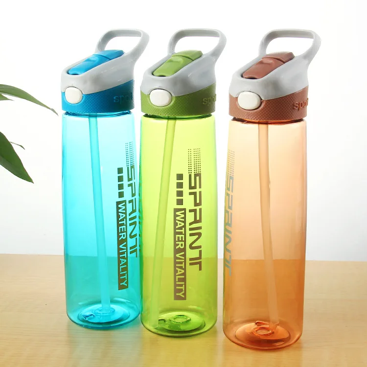 Portable Sports Water Bottle with Straw Plastic Drinks Mugs For Outdoor Travel ! 