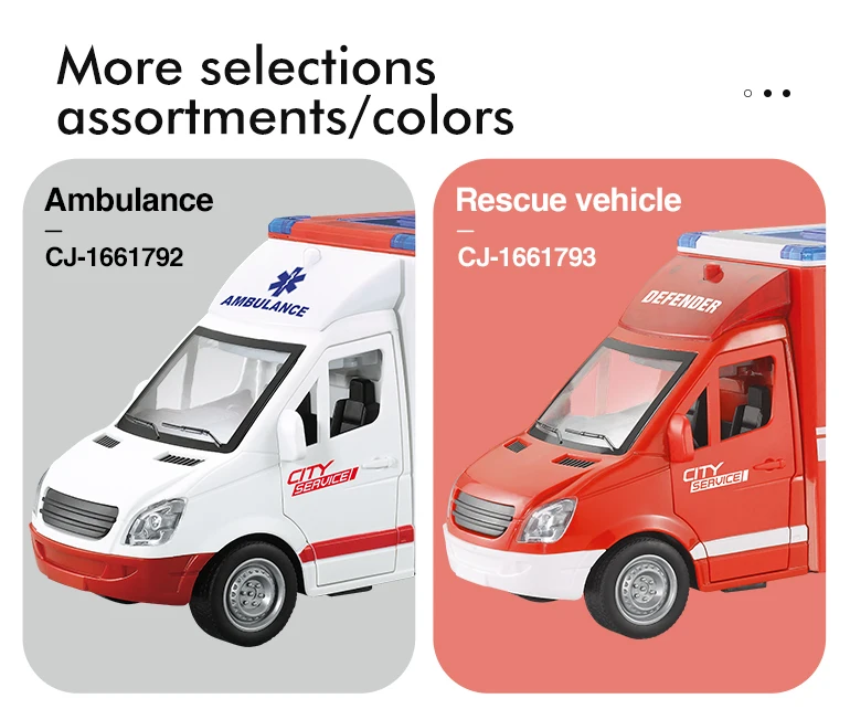 【中古】 Feel the Pain Ambulance Hot Sale 1:16 Inertial Friction Toy Ambulance - Kid Sound