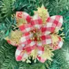 Red and white lattice golden powder flower