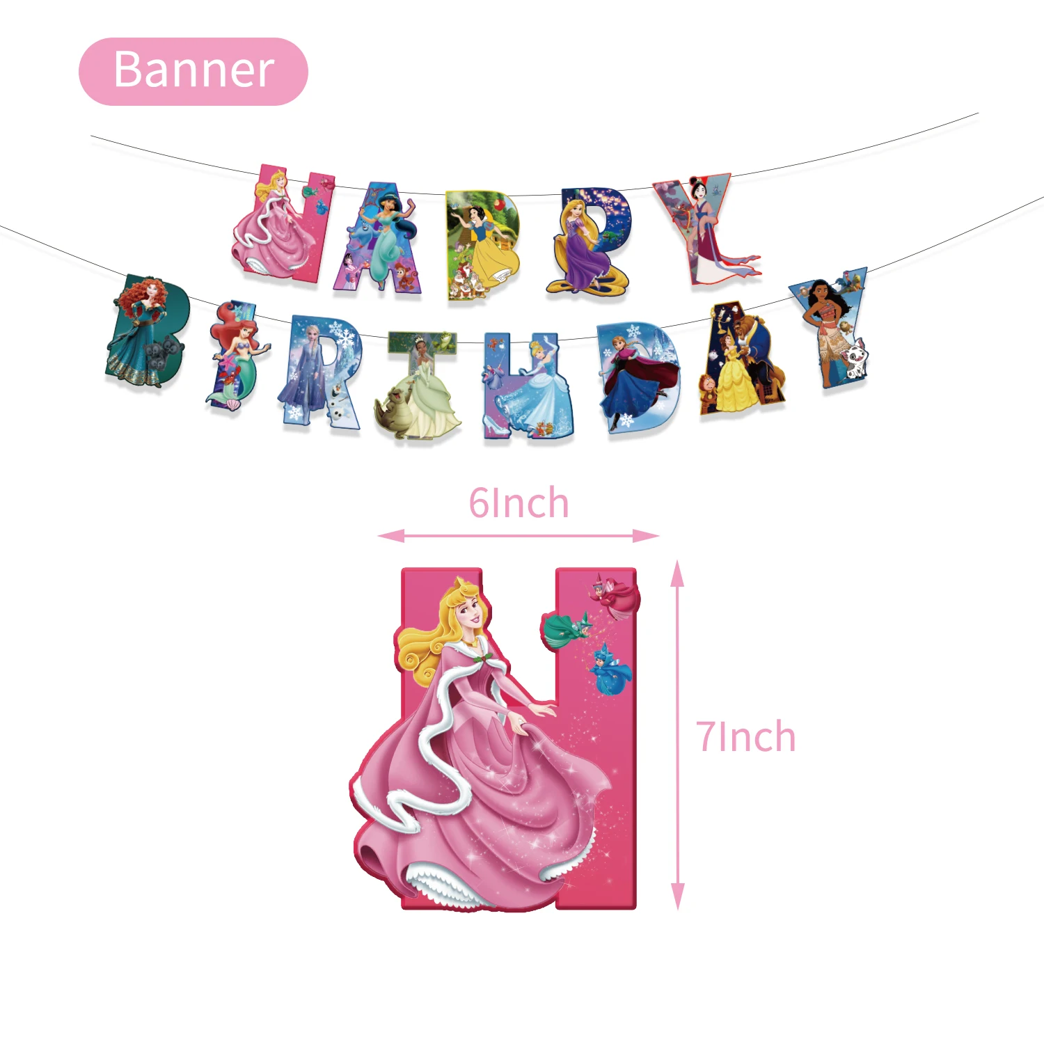 Happybro Seven Princesses Theme Party Decorations Seven Princesses ...